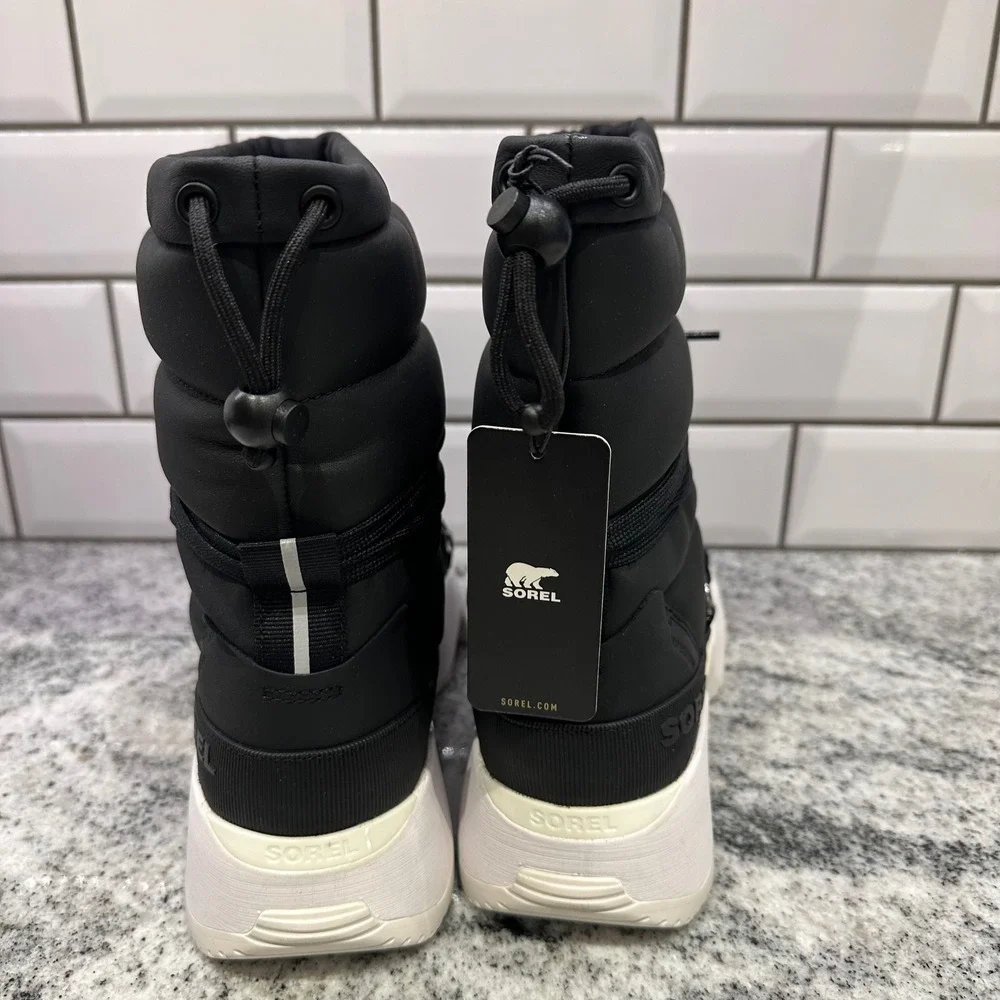 Sorel Women 9 Kinetic Impact NXT Mid Boot Black Waterproof Insulated Puffer Tech